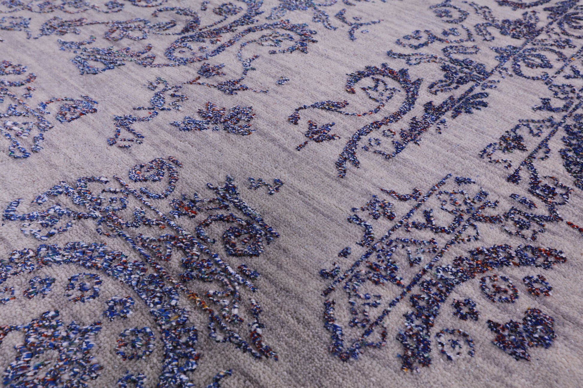 Grey Modern Handmade Wool & Silk Rug - 9' 0" X 11' 9" - Golden Nile