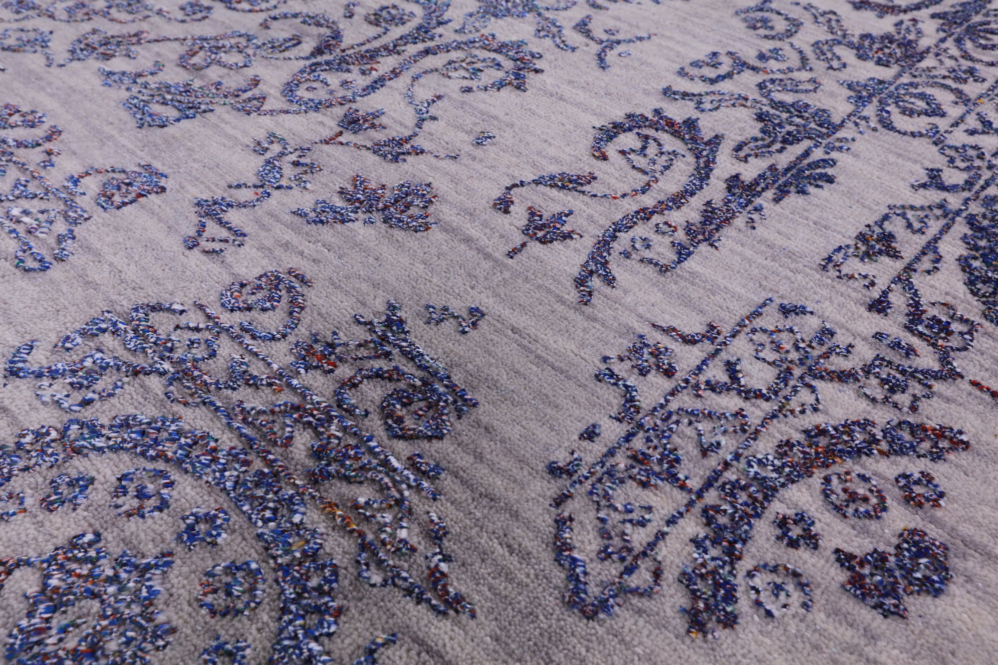 Grey Modern Handmade Wool & Silk Rug - 9' 0" X 11' 9" - Golden Nile