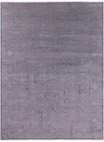 Grey Modern Hand Knotted Wool & Silk Rug - 8' 10" X 11' 10" - Golden Nile