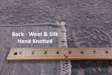 Grey Modern Hand Knotted Wool & Silk Rug - 8' 10" X 11' 10" - Golden Nile