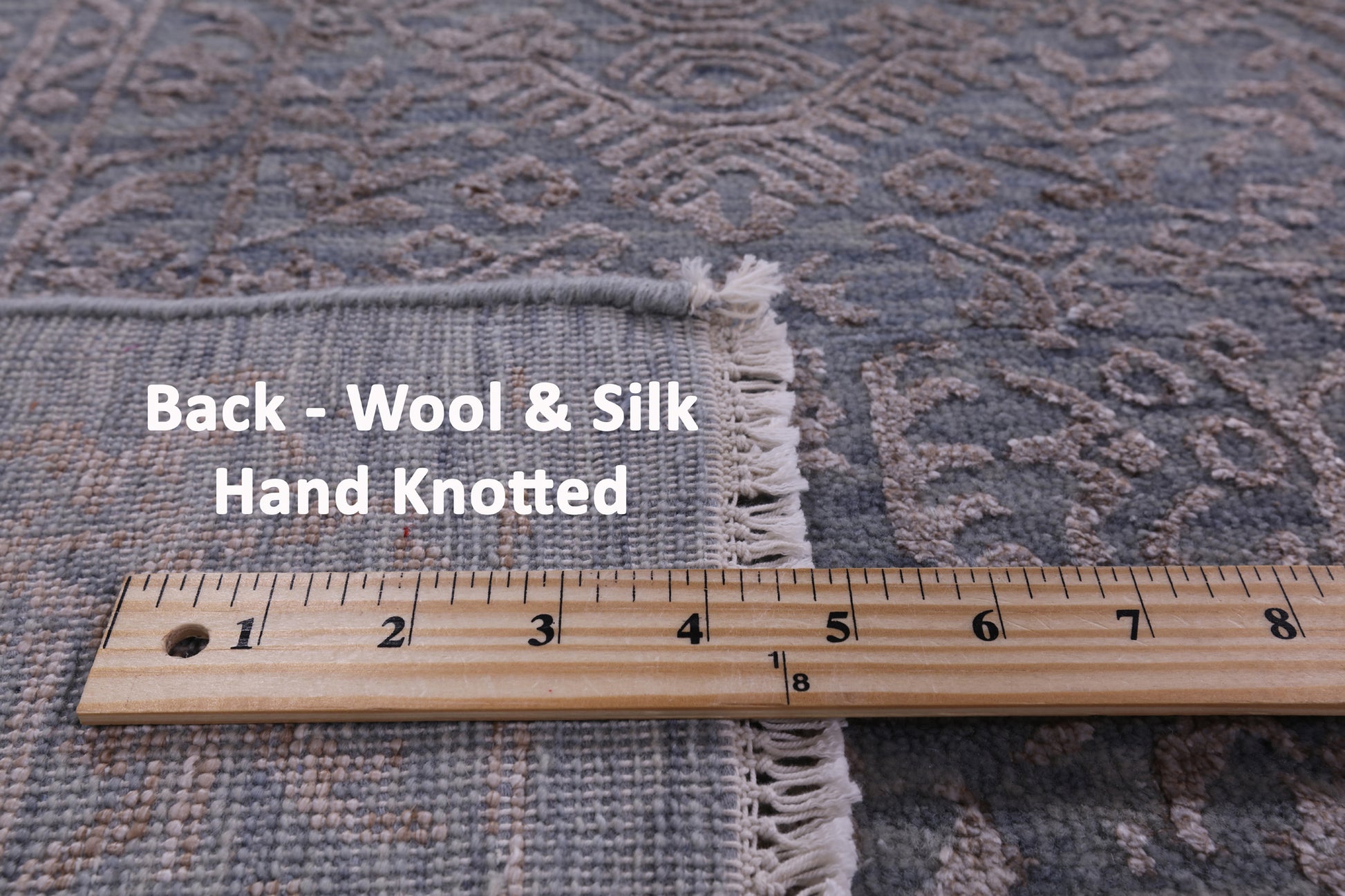 Grey Modern Hand Knotted Wool & Silk Rug - 8' 10" X 11' 10" - Golden Nile