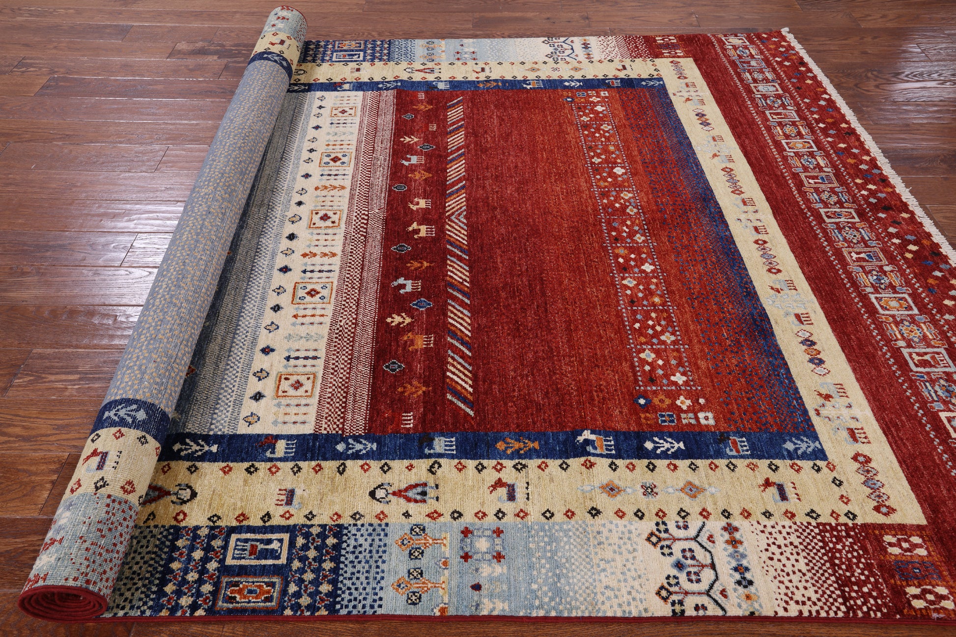 Tribal Persian Gabbeh Handmade Wool Rug - 6' 7" X 10' 0" - Golden Nile