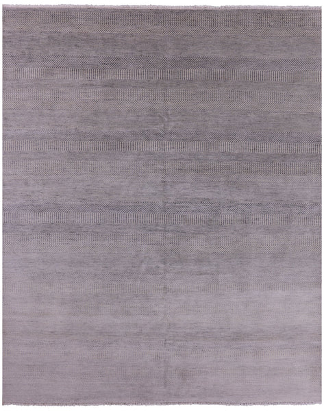 Grey Savannah Grass Handmade Wool & Silk Rug - 8' 2" X 9' 10" - Golden Nile