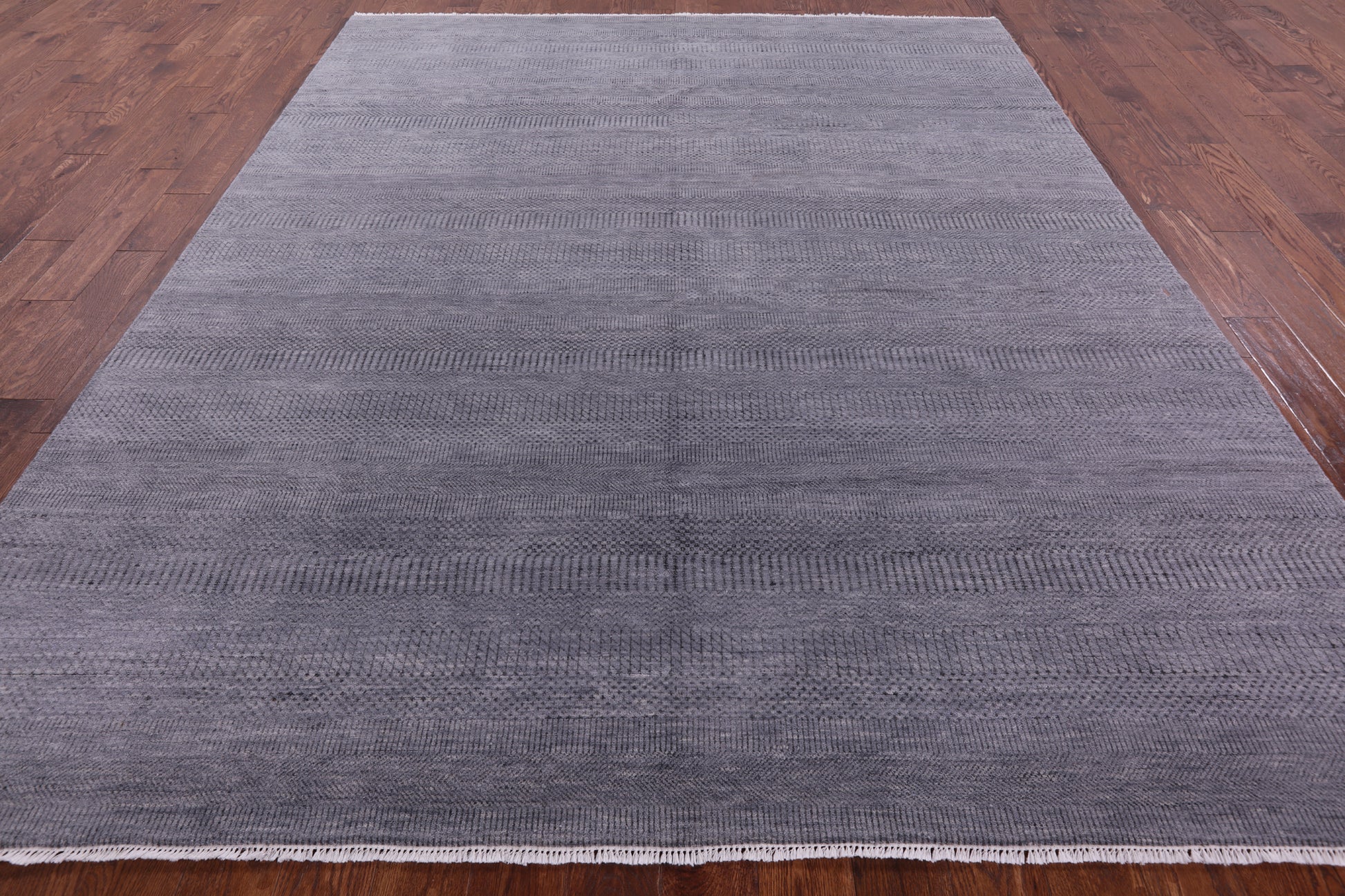 Grey Savannah Grass Handmade Wool & Silk Rug - 8' 2" X 10' 3" - Golden Nile