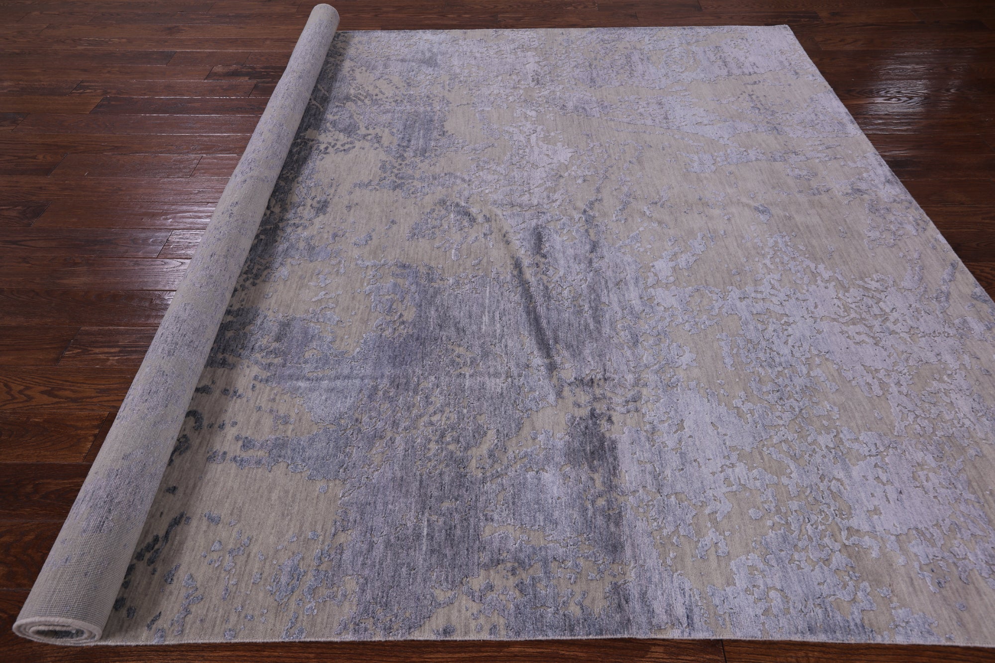 Grey Modern Handmade Wool & Silk Rug - 8' 1" X 10' 1" - Golden Nile