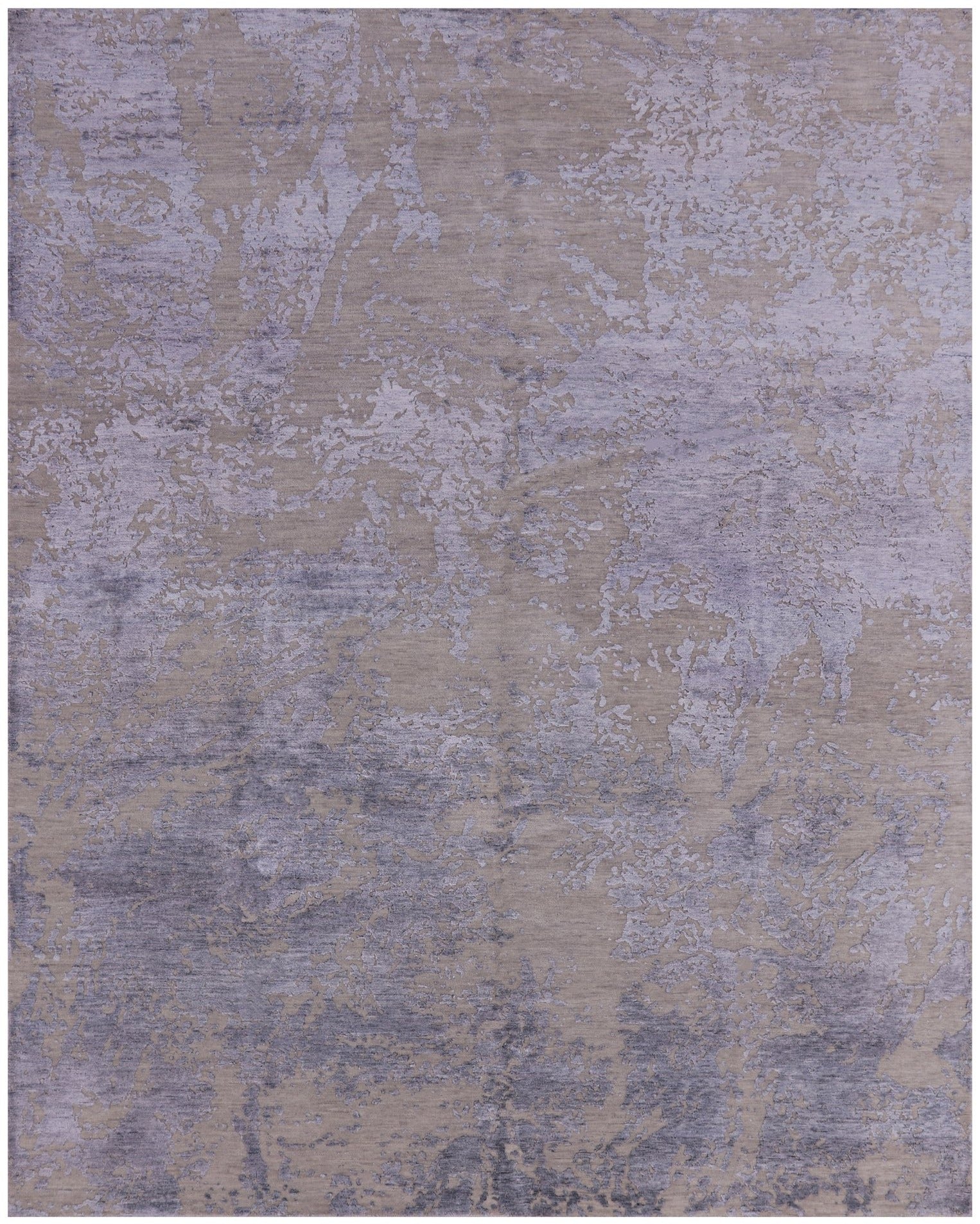 Grey Modern Handmade Wool & Silk Rug - 8' 1" X 10' 1" - Golden Nile