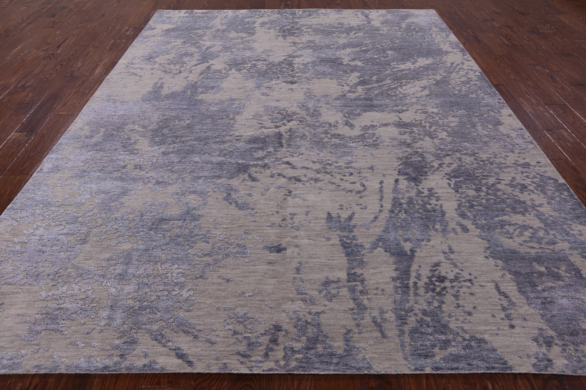 Grey Modern Handmade Wool & Silk Rug - 8' 1" X 10' 1" - Golden Nile
