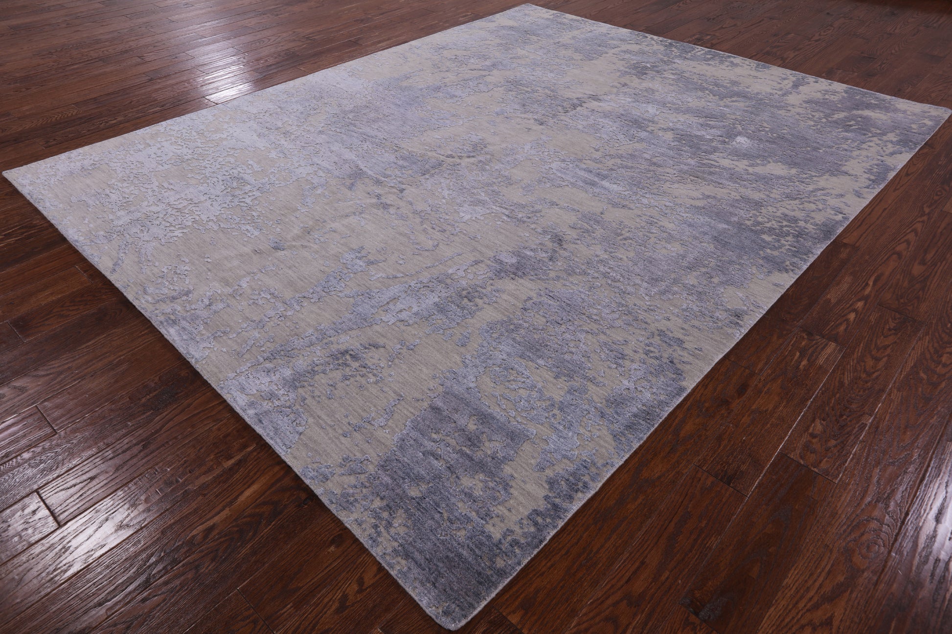 Grey Modern Handmade Wool & Silk Rug - 8' 1" X 10' 1" - Golden Nile