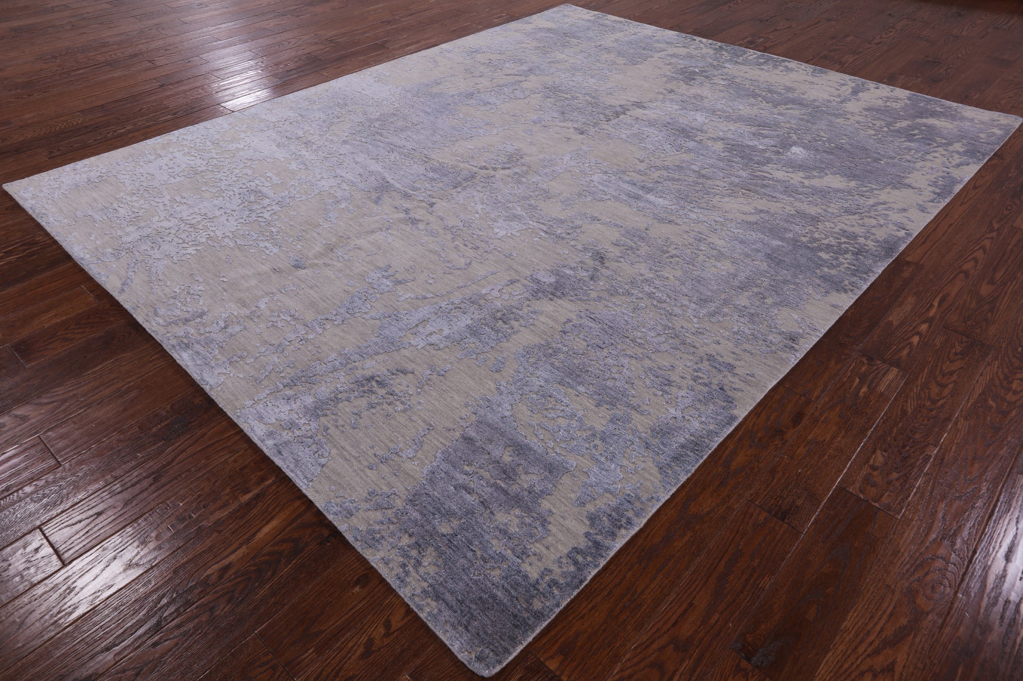 Grey Modern Handmade Wool & Silk Rug - 8' 1" X 10' 1" - Golden Nile