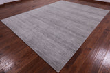 Grey Savannah Grass Handmade Wool & Silk Rug - 9' 2" X 12' 2" - Golden Nile