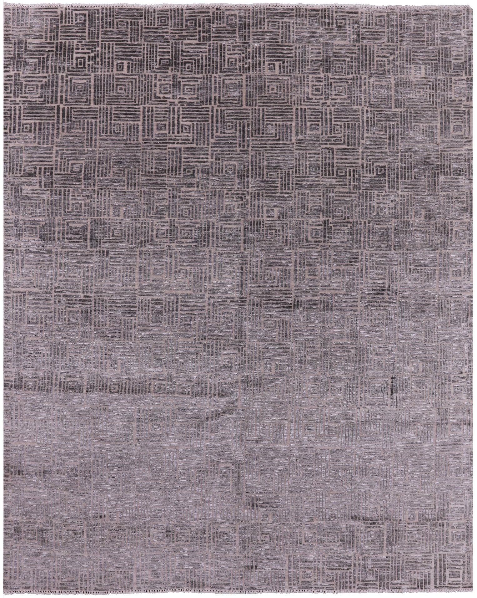 Grey Modern Handmade Wool & Silk Rug - 8' 1" X 10' 0" - Golden Nile