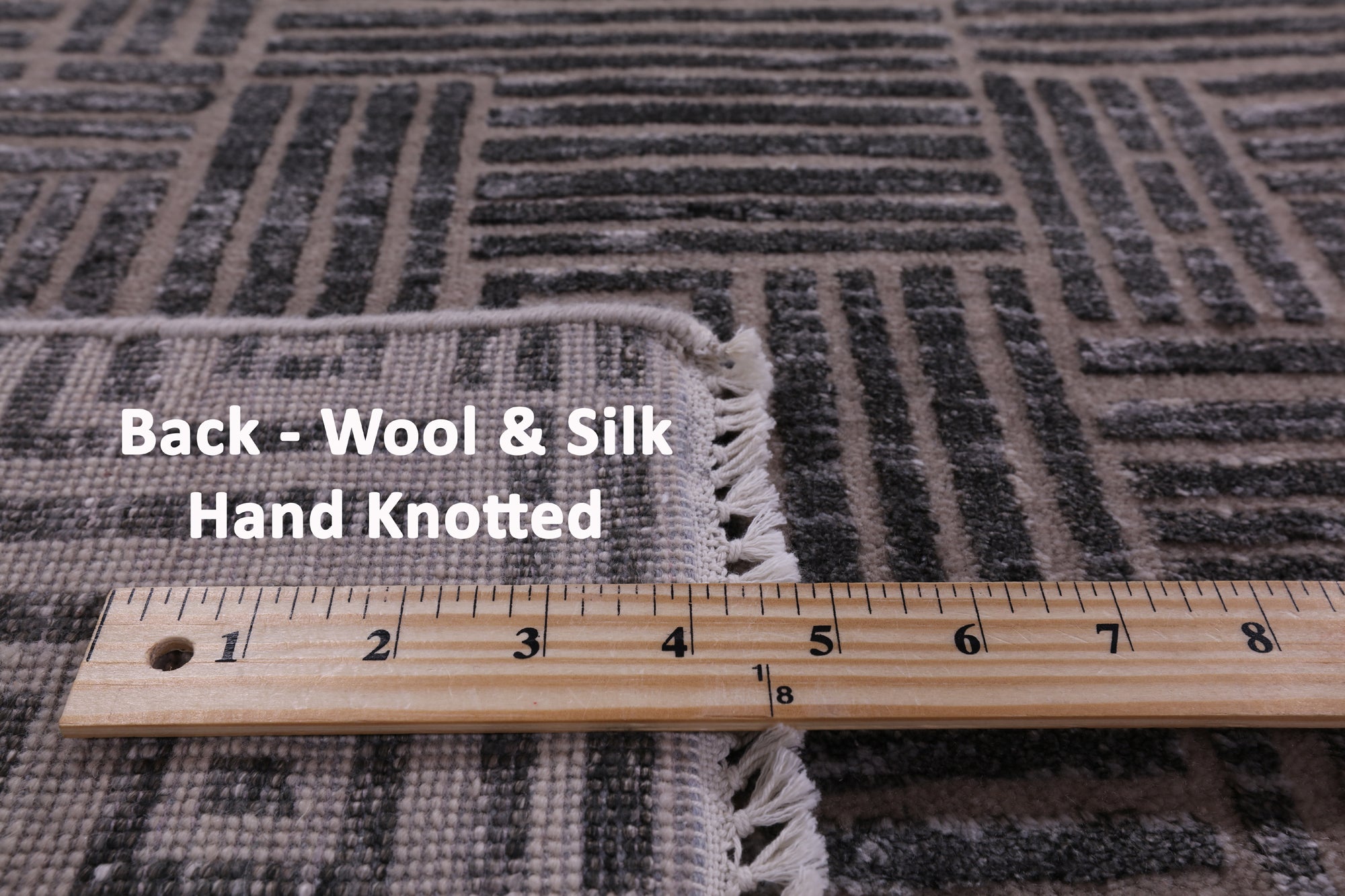 Grey Modern Handmade Wool & Silk Rug - 8' 1" X 10' 0" - Golden Nile