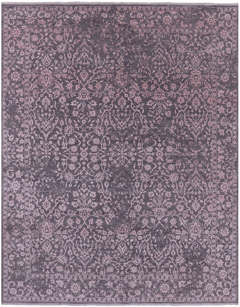 Grey Modern Hand Knotted Wool & Silk Rug - 8' 0" X 10' 1" - Golden Nile