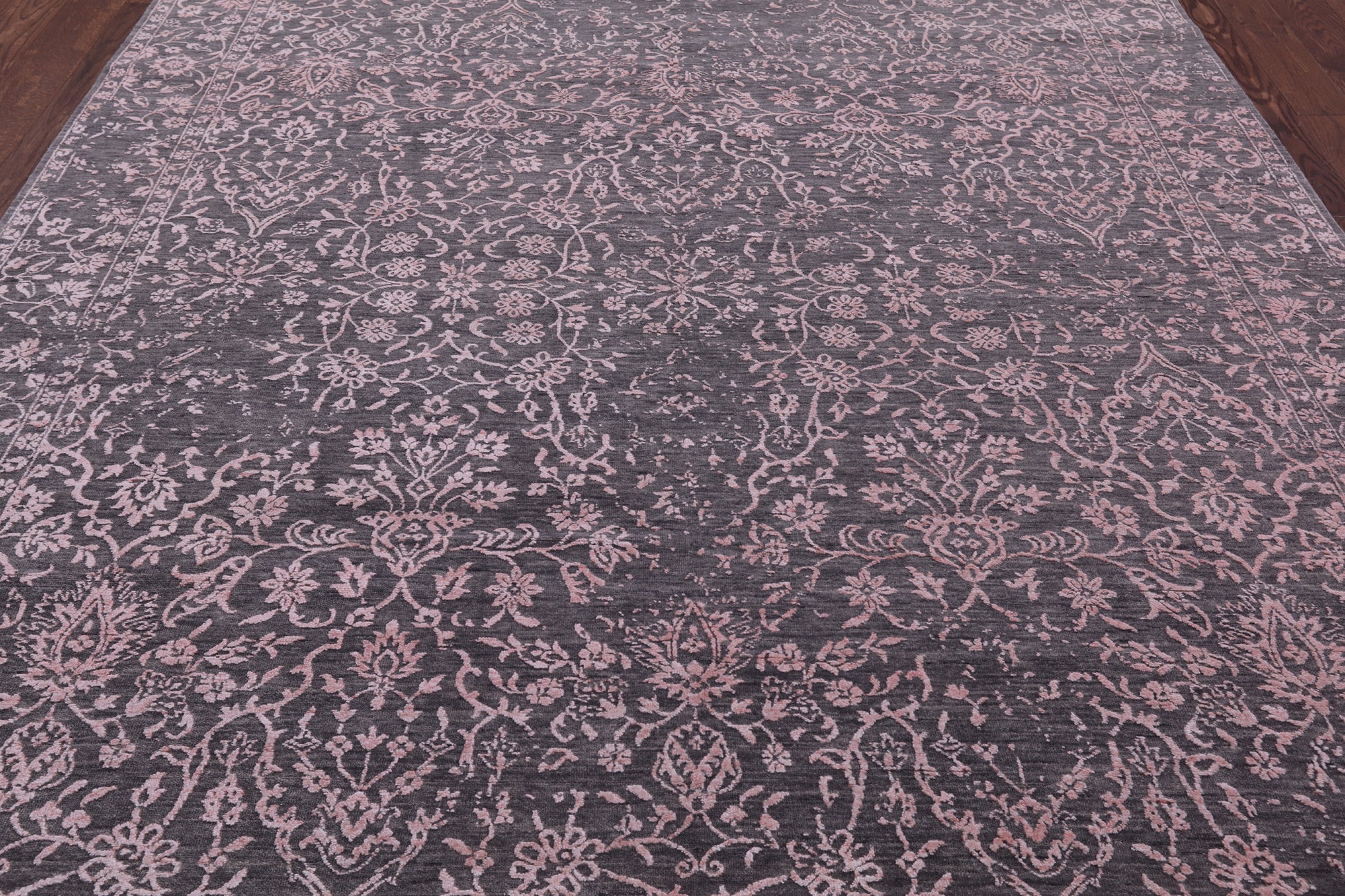 Grey Modern Hand Knotted Wool & Silk Rug - 8' 0" X 10' 1" - Golden Nile