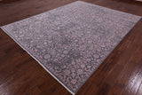 Grey Modern Hand Knotted Wool & Silk Rug - 8' 0" X 10' 1" - Golden Nile