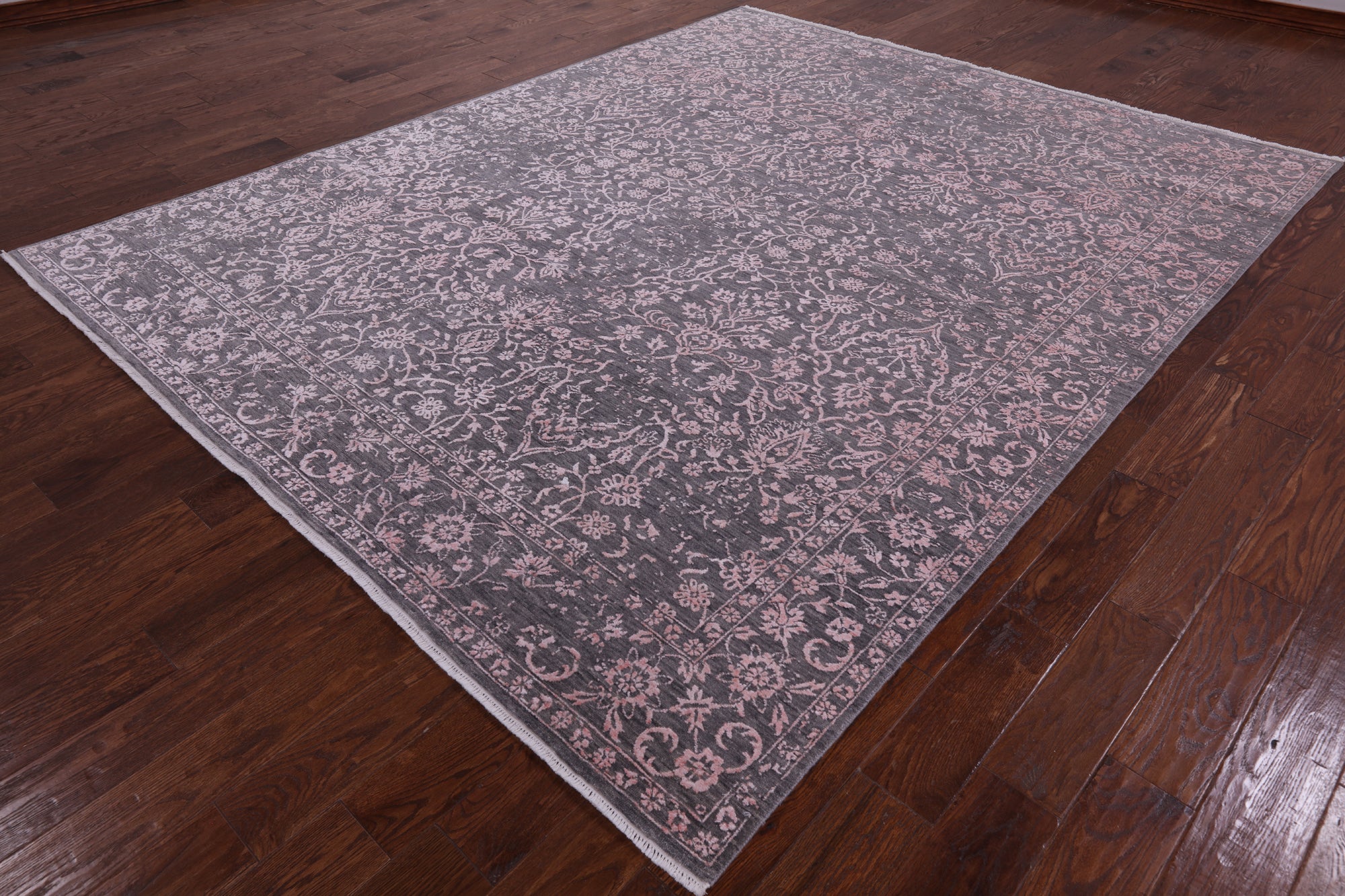 Grey Modern Hand Knotted Wool & Silk Rug - 8' 0" X 10' 1" - Golden Nile