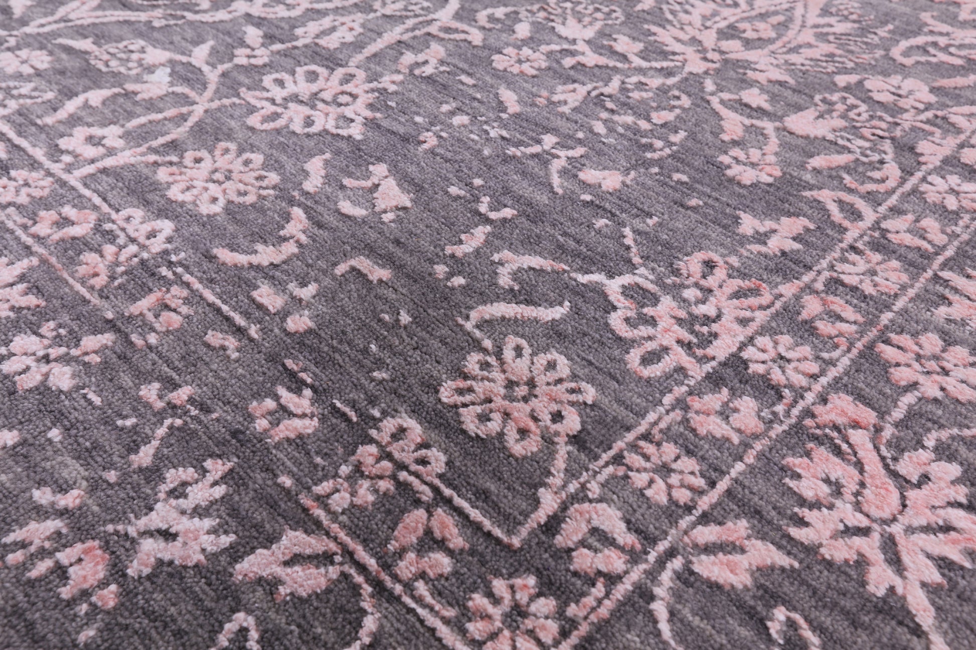 Grey Modern Hand Knotted Wool & Silk Rug - 8' 0" X 10' 1" - Golden Nile