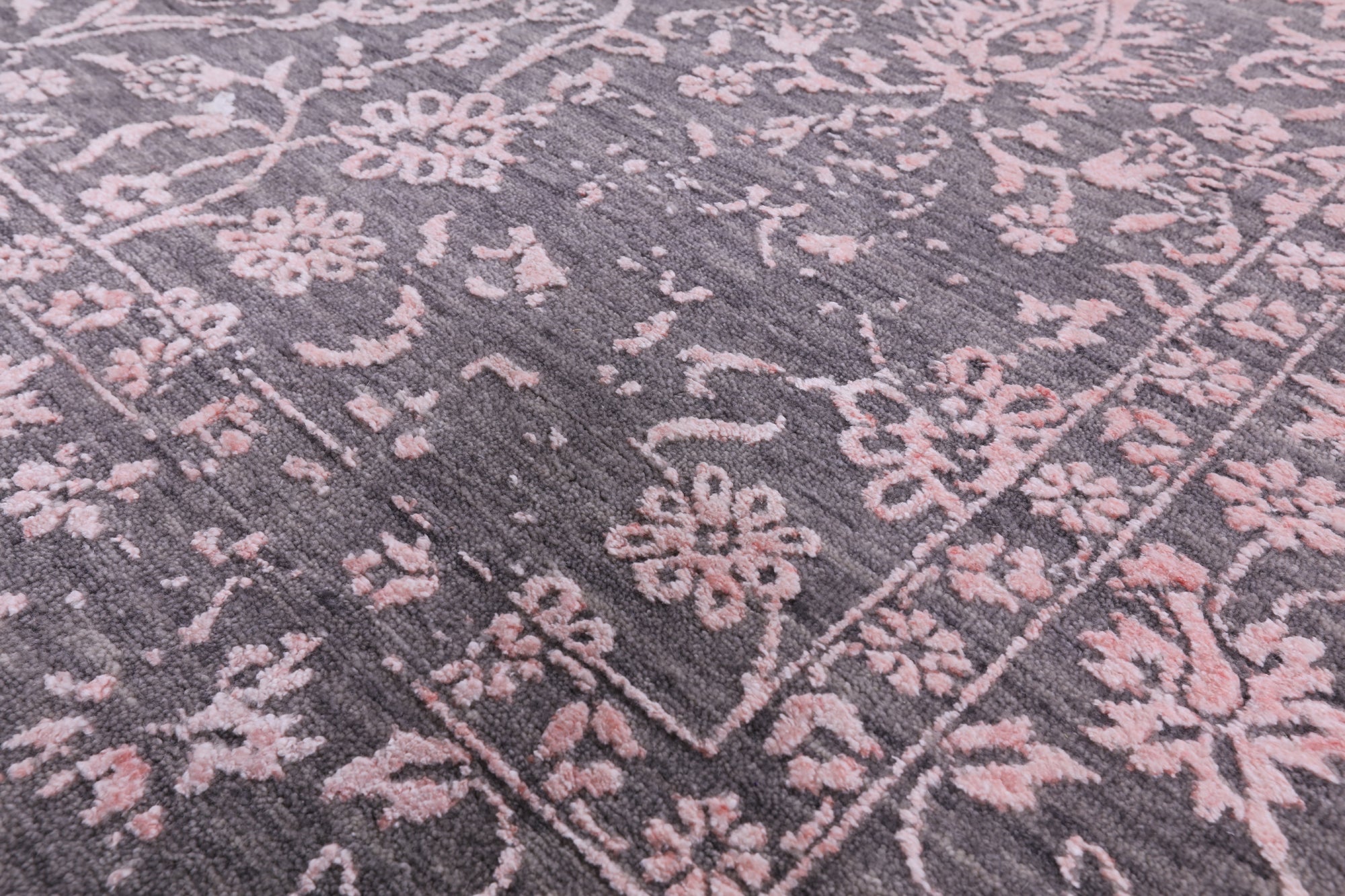 Grey Modern Hand Knotted Wool & Silk Rug - 8' 0" X 10' 1" - Golden Nile