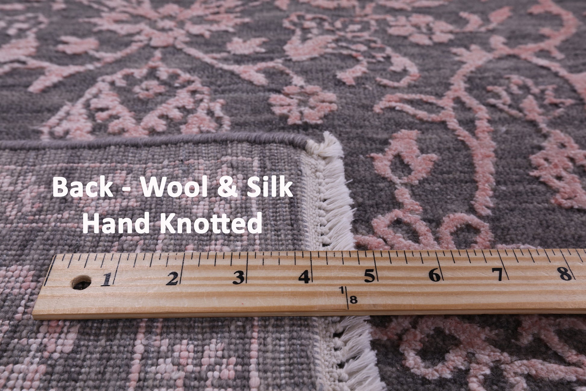 Grey Modern Hand Knotted Wool & Silk Rug - 8' 0" X 10' 1" - Golden Nile