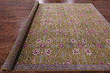 Green Turkish Oushak Handmade Wool Rug - 9' 4" X 11' 10" - Golden Nile