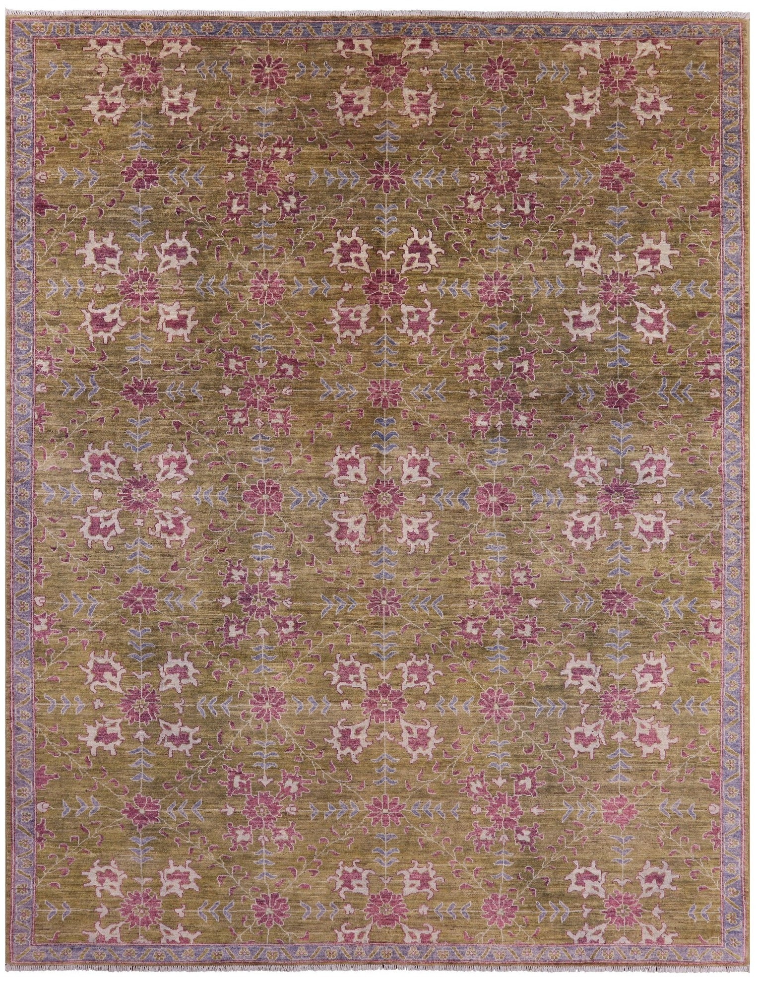 Green Turkish Oushak Handmade Wool Rug - 9' 4" X 11' 10" - Golden Nile