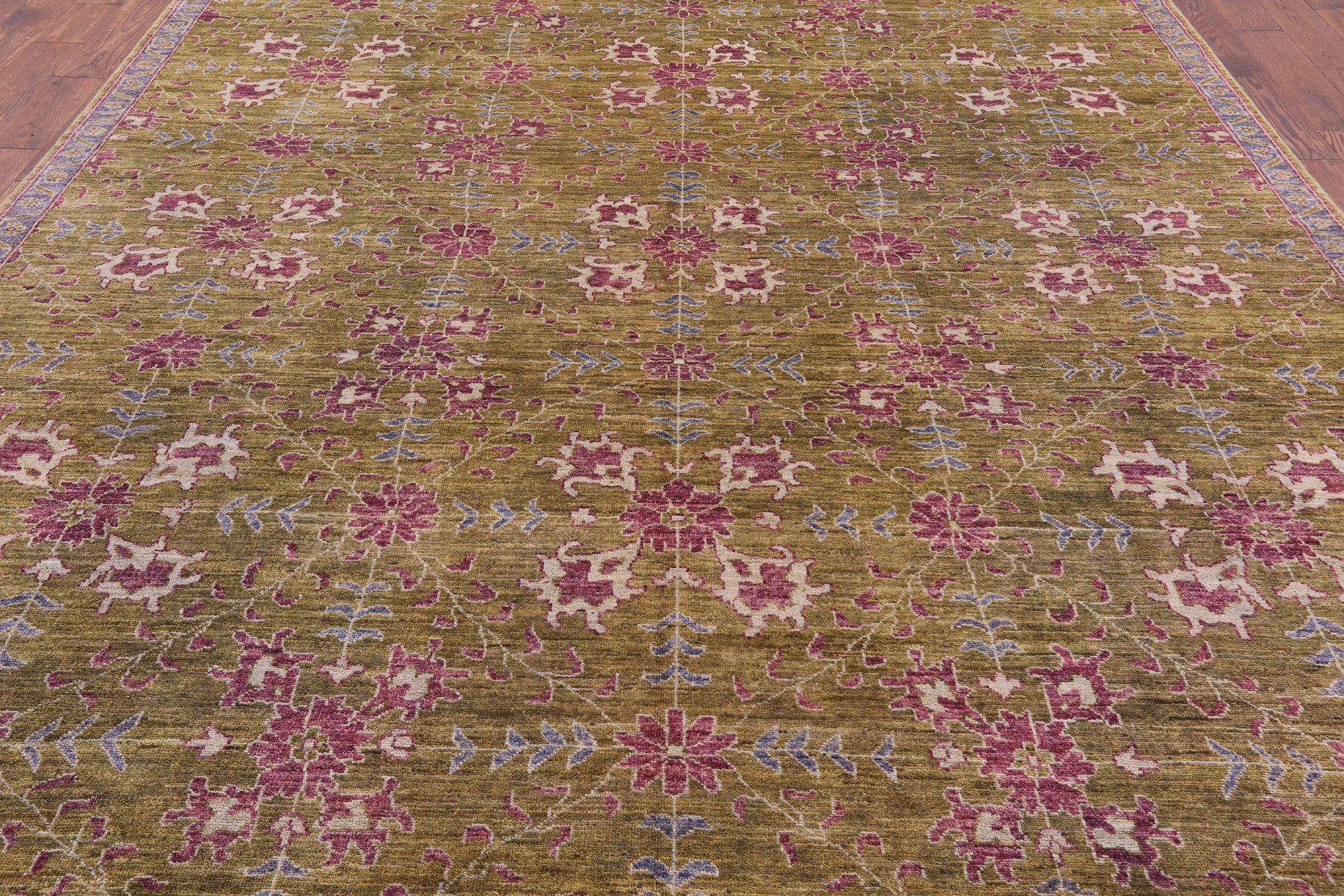 Green Turkish Oushak Handmade Wool Rug - 9' 4" X 11' 10" - Golden Nile