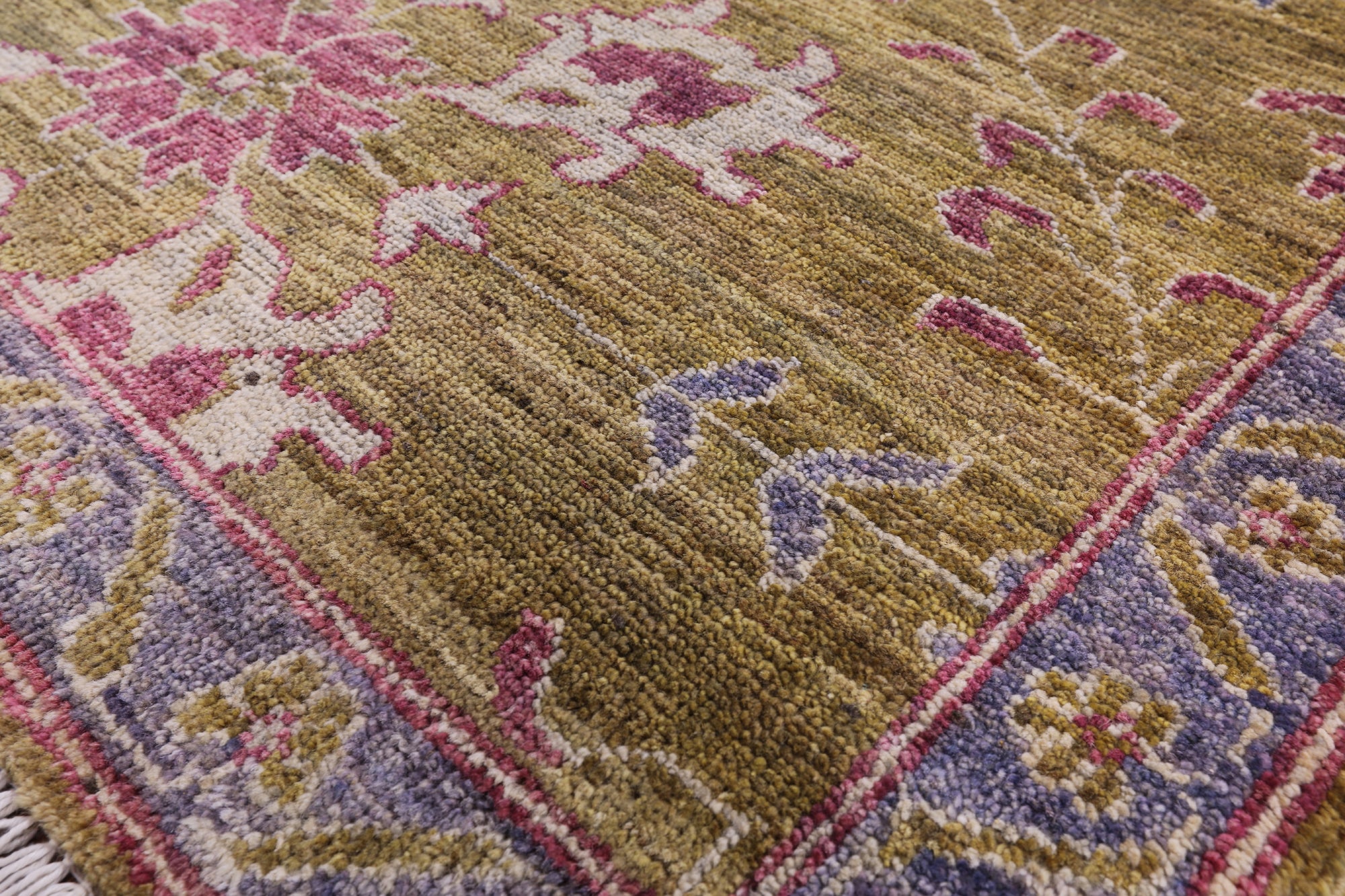 Green Turkish Oushak Handmade Wool Rug - 9' 4" X 11' 10" - Golden Nile
