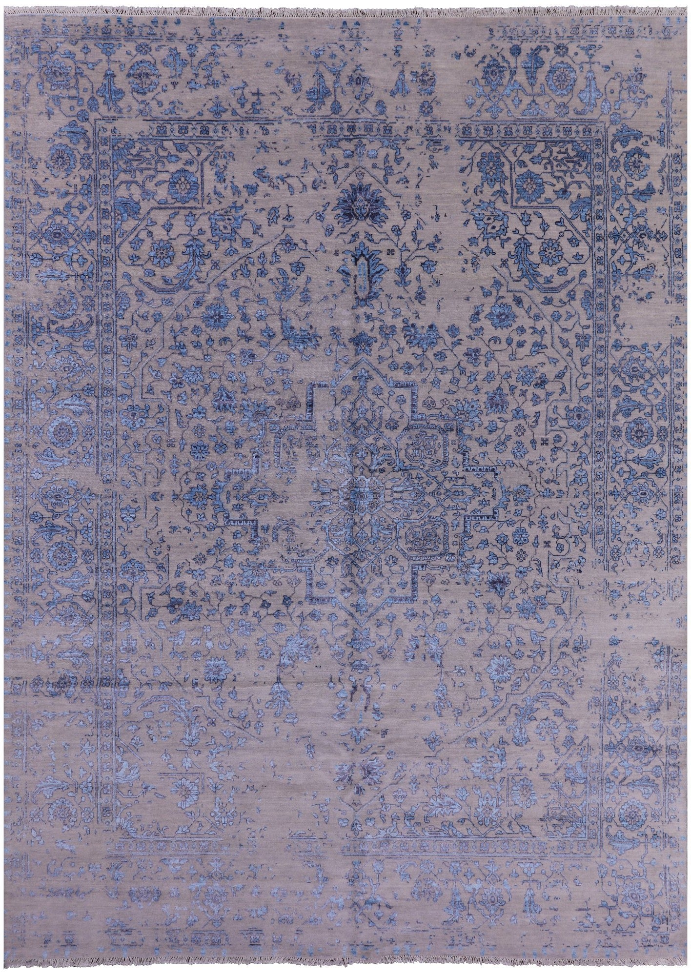 Grey Modern Handmade Wool & Silk Rug - 9' 1" X 12' 4" - Golden Nile