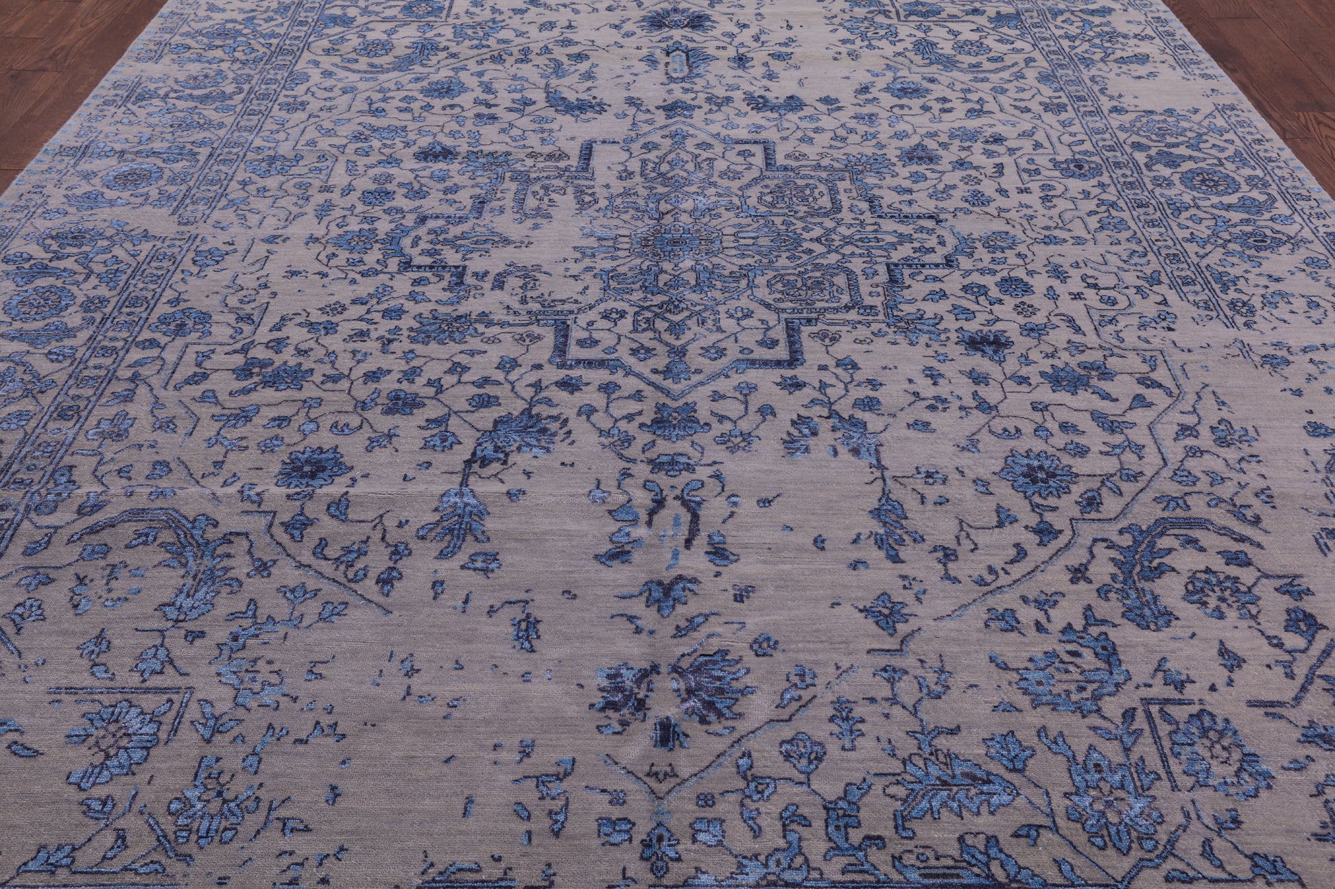 Grey Modern Handmade Wool & Silk Rug - 9' 1" X 12' 4" - Golden Nile