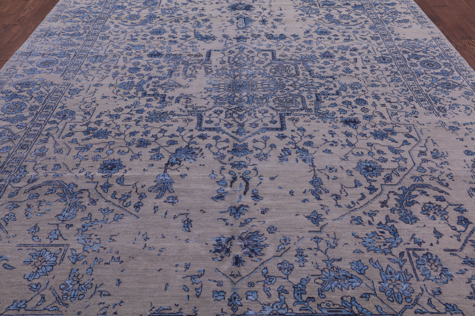 Grey Modern Handmade Wool & Silk Rug - 9' 1" X 12' 4" - Golden Nile