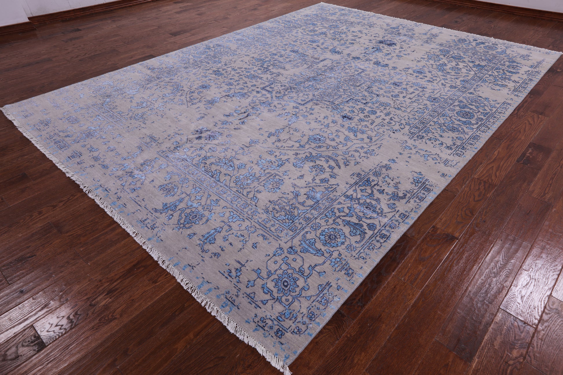 Grey Modern Handmade Wool & Silk Rug - 9' 1" X 12' 4" - Golden Nile