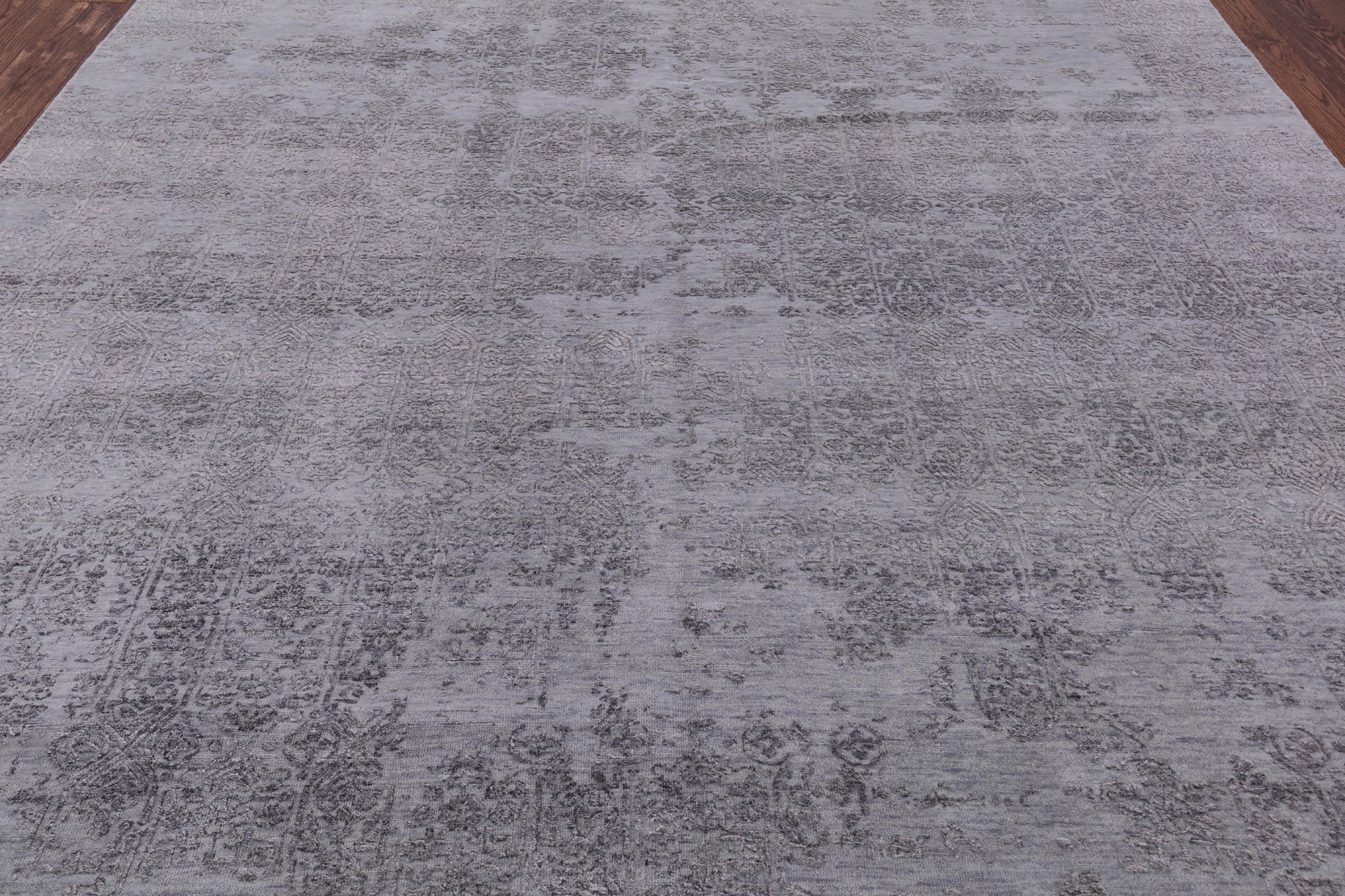 Grey Modern Hand Knotted Wool & Silk Rug - 8' 1" X 9' 10" - Golden Nile