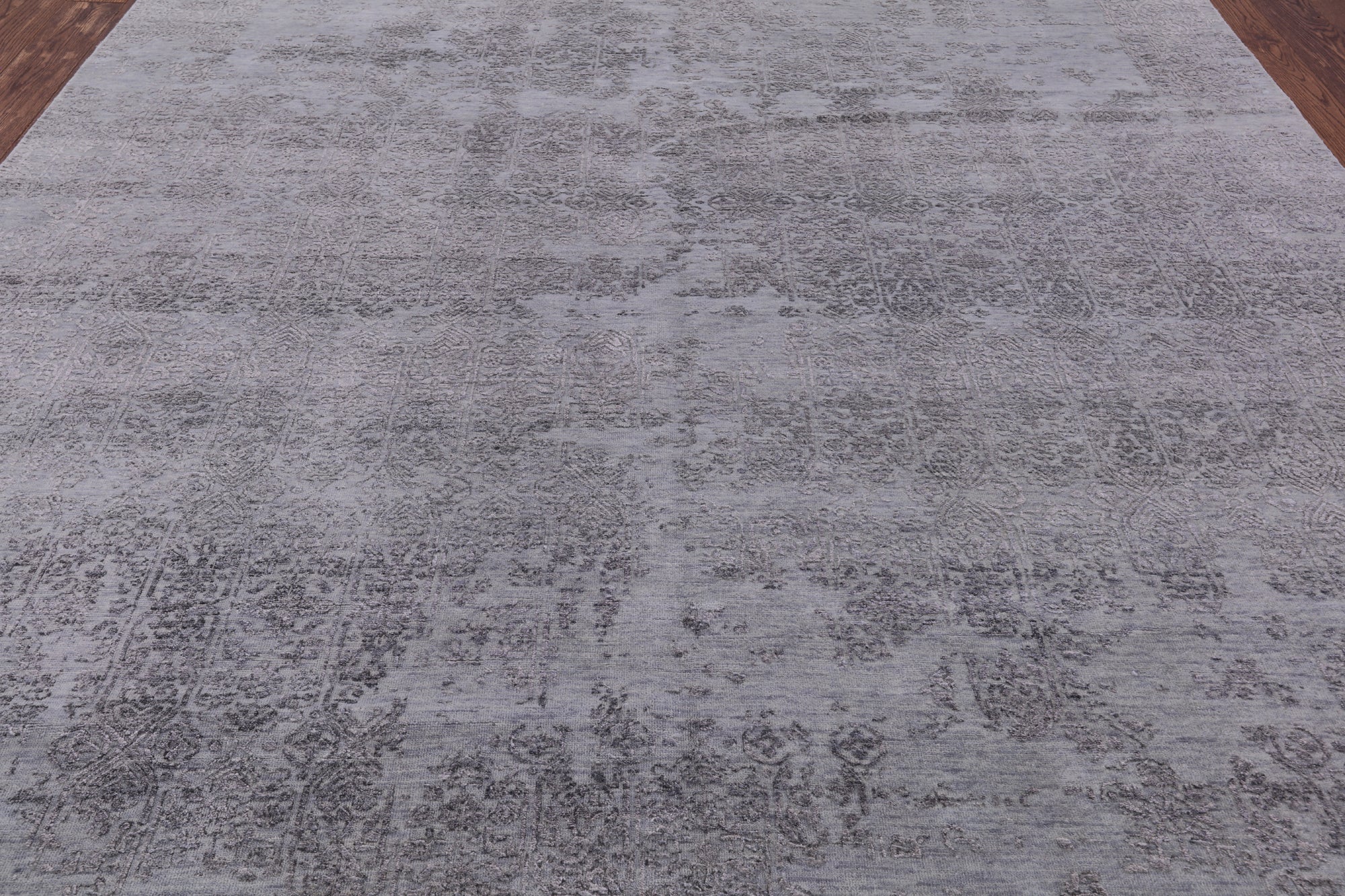 Grey Modern Hand Knotted Wool & Silk Rug - 8' 1" X 9' 10" - Golden Nile