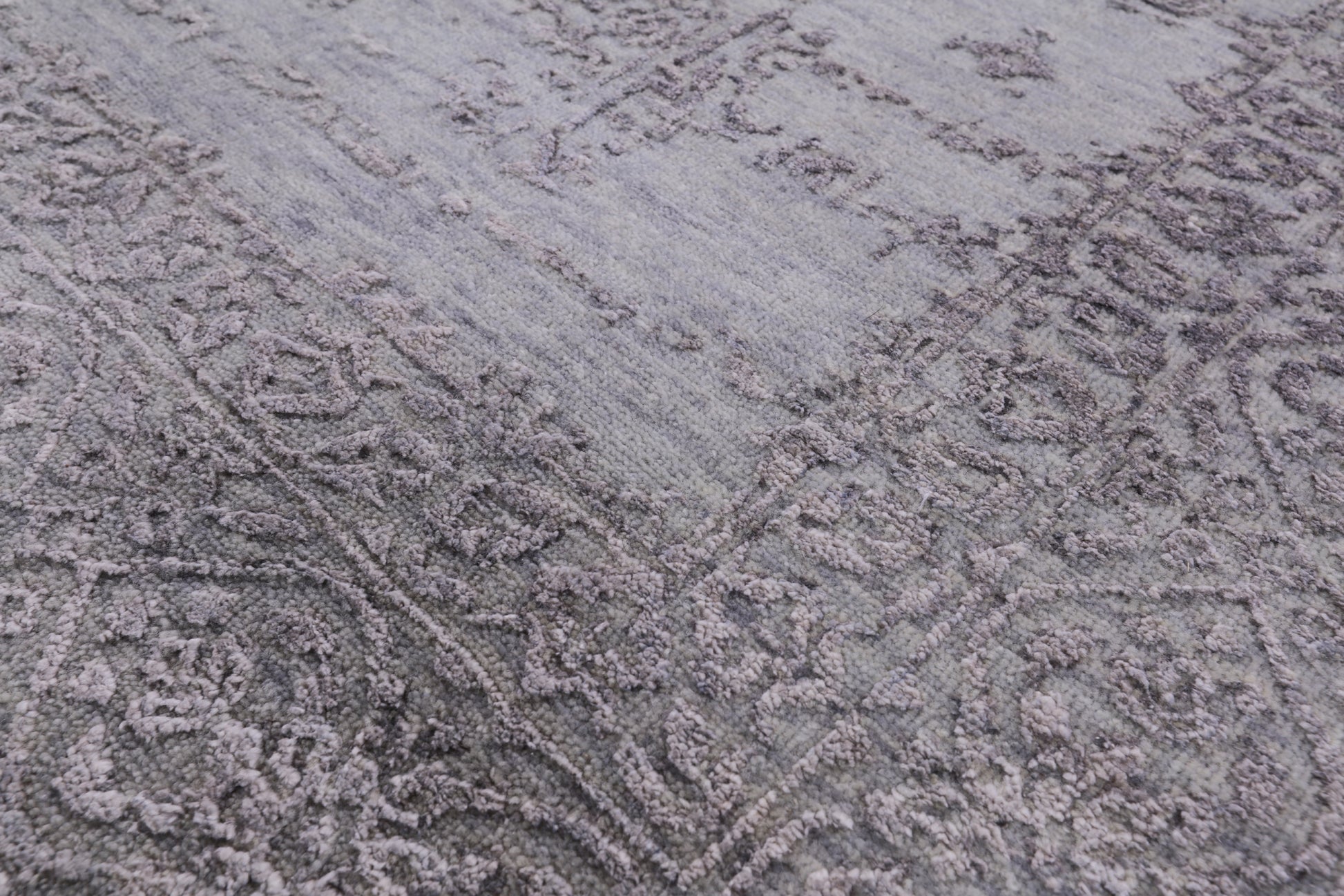 Grey Modern Hand Knotted Wool & Silk Rug - 8' 1" X 9' 10" - Golden Nile