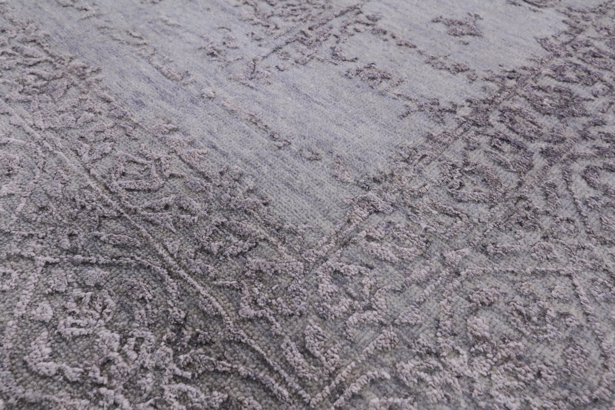 Grey Modern Hand Knotted Wool & Silk Rug - 8' 1" X 9' 10" - Golden Nile