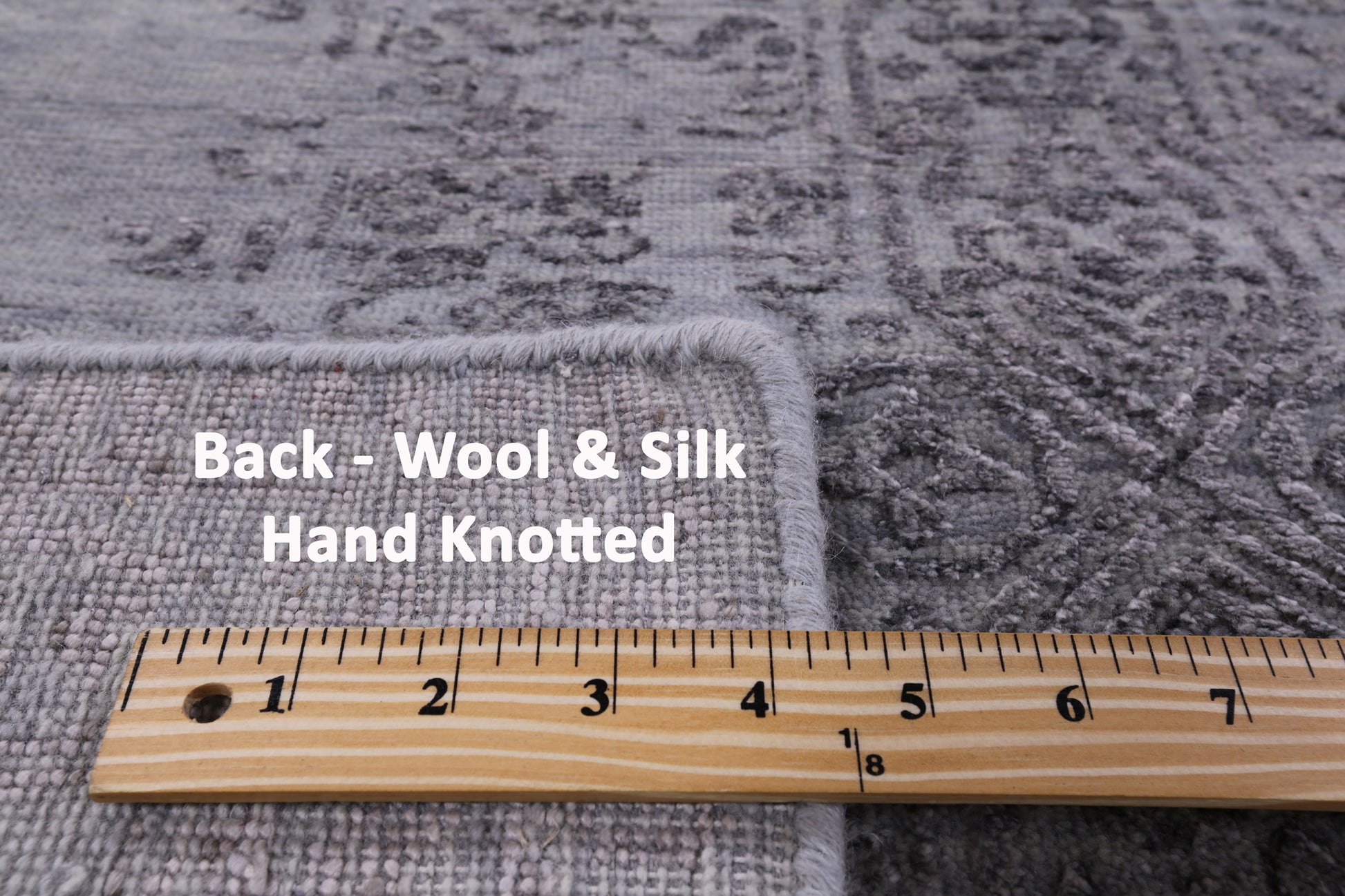Grey Modern Hand Knotted Wool & Silk Rug - 8' 1" X 9' 10" - Golden Nile