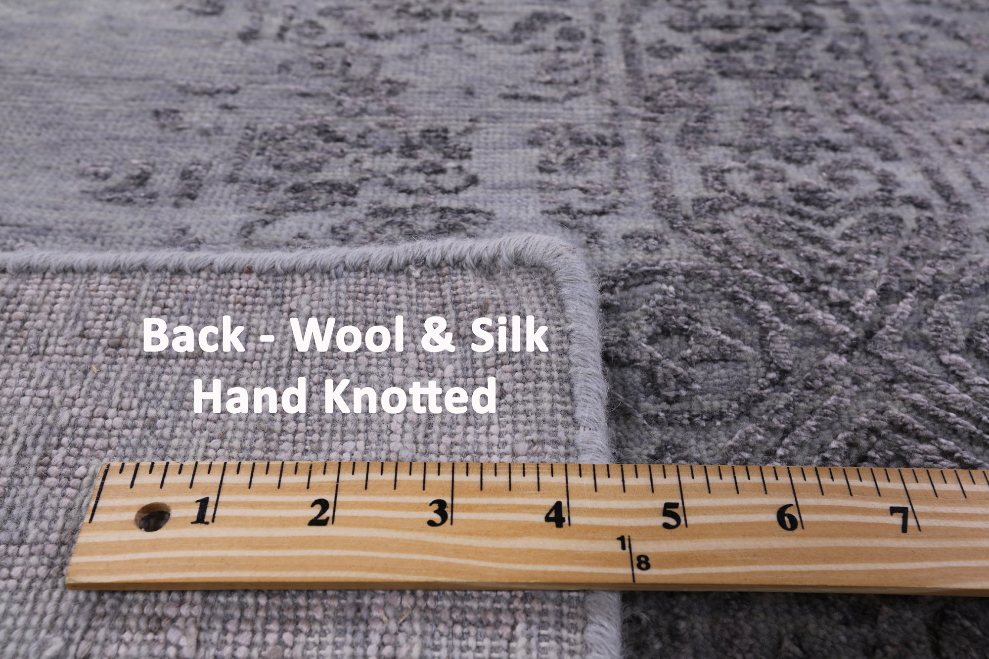 Grey Modern Hand Knotted Wool & Silk Rug - 8' 1" X 9' 10" - Golden Nile