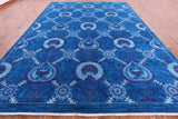 Blue William Morris Handmade Wool Rug - 10' 1" X 14' 1" - Golden Nile