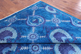 Blue William Morris Handmade Wool Rug - 10' 1" X 14' 1" - Golden Nile