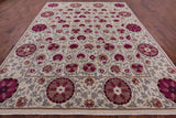 Ivory William Morris Hand Knotted Wool Rug - 9' 3" X 12' 1" - Golden Nile