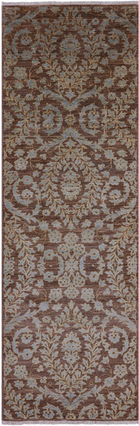 William Morris Hand Knotted Wool Runner Rug - 3' 0" X 9' 7" - Golden Nile