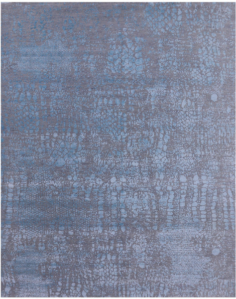 Grey Modern Handmade Wool & Silk Rug - 8' 0" X 9' 10" - Golden Nile