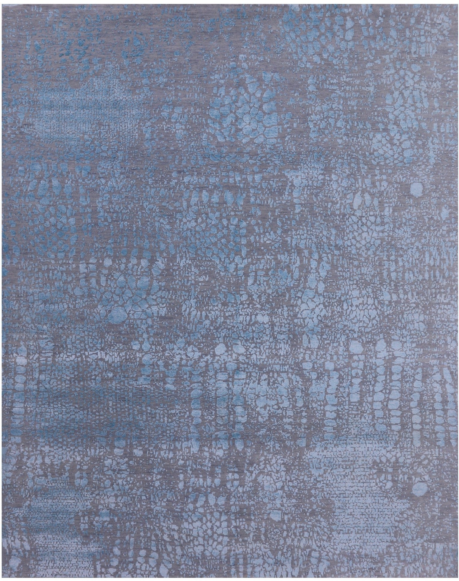 Grey Modern Handmade Wool & Silk Rug - 8' 0" X 9' 10" - Golden Nile
