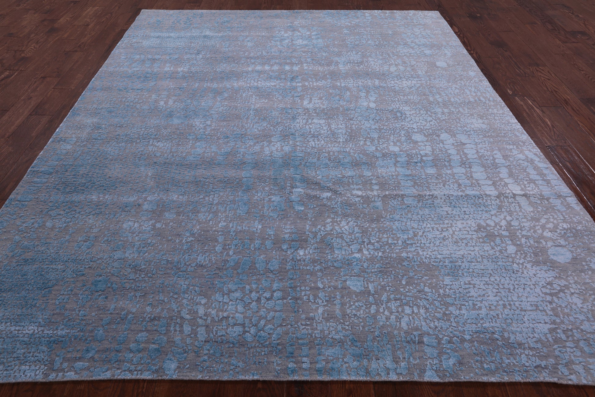 Grey Modern Handmade Wool & Silk Rug - 8' 0" X 9' 10" - Golden Nile