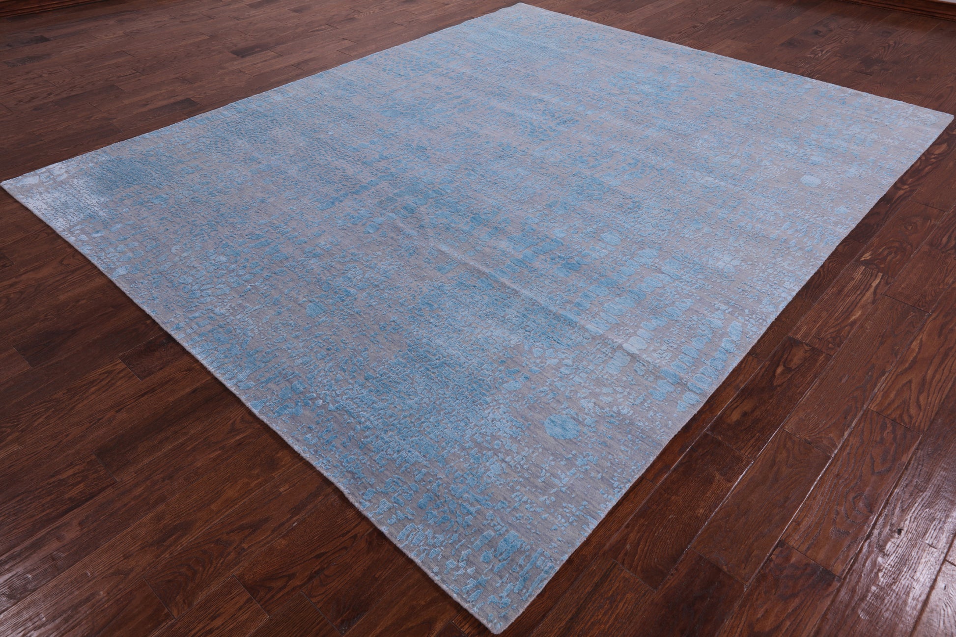 Grey Modern Handmade Wool & Silk Rug - 8' 0" X 9' 10" - Golden Nile