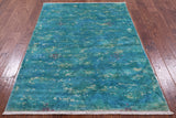 Full Pile Overdyed Hand Knotted Wool Rug - 4' 2" X 5' 10" - Golden Nile
