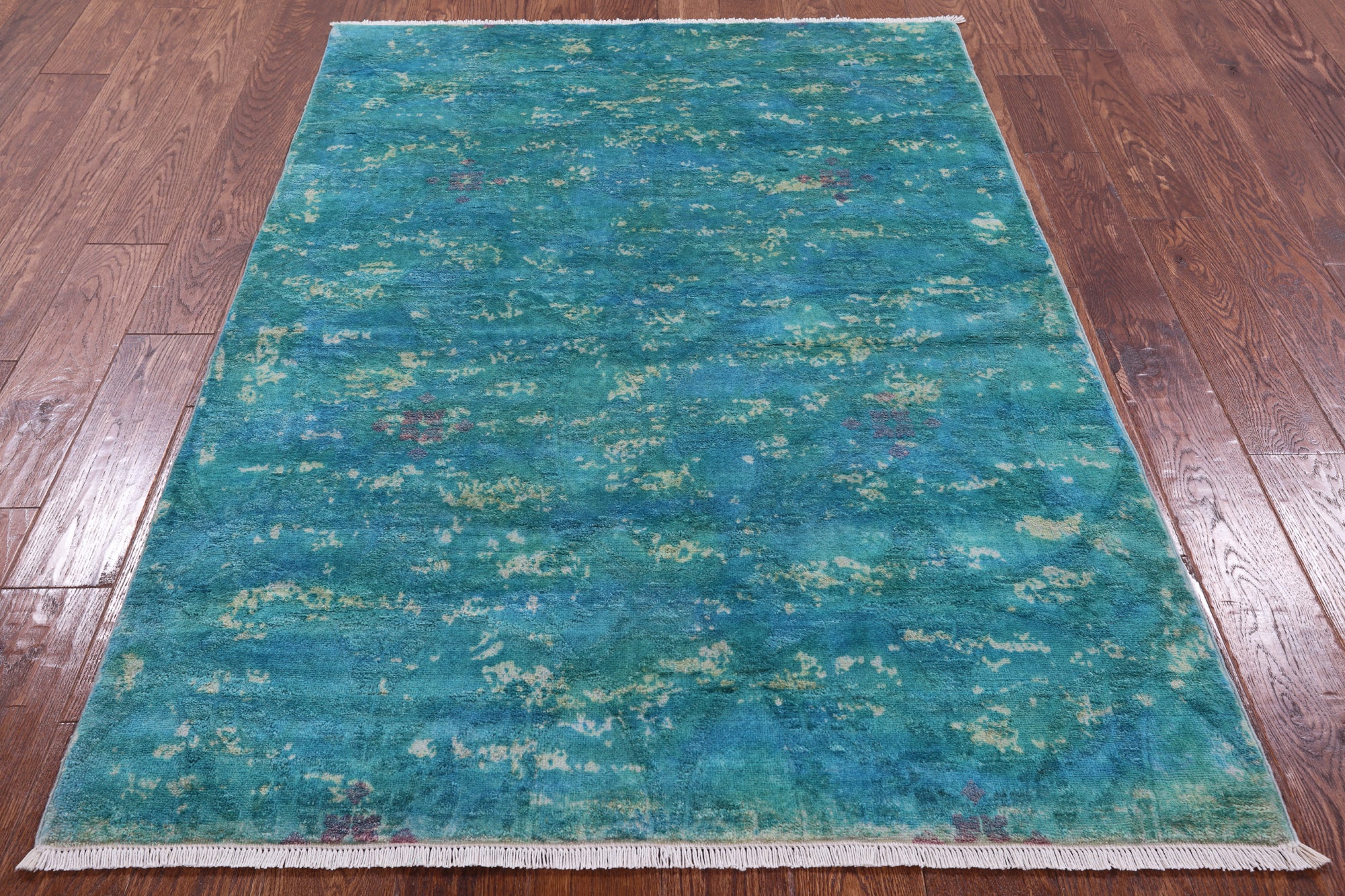 Full Pile Overdyed Hand Knotted Wool Rug - 4' 2" X 5' 10" - Golden Nile