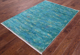 Full Pile Overdyed Hand Knotted Wool Rug - 4' 2" X 5' 10" - Golden Nile