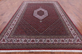 Red Persian Bijar Hand Knotted Wool & Silk Rug - 8' 1" X 11' 8" - Golden Nile