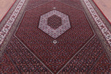 Red Persian Bijar Hand Knotted Wool & Silk Rug - 8' 1" X 11' 8" - Golden Nile
